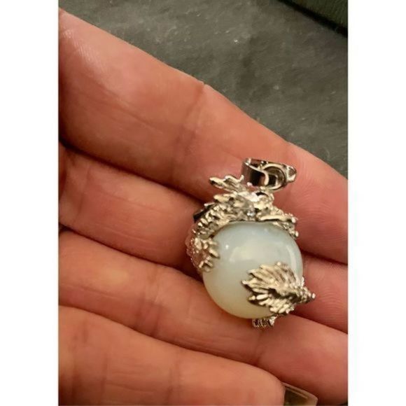 Opal dragon n STERLING SILVER CRYSTAL BALL NECKLACE - Picture 4 of 6